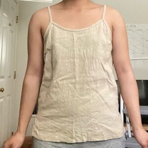 Beige linen tank top